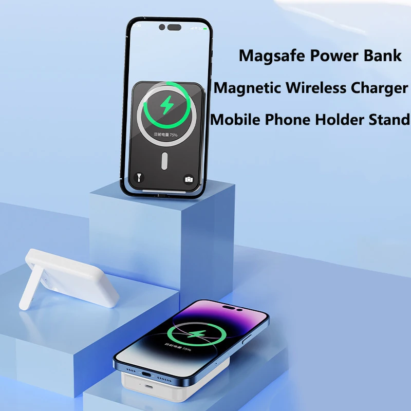 

Magsafe Power Bank 10000mAh Magnetic Wireless Charger Powerbank With Stand for iPhone 16 15 Samsung Huawei Xiaomi Mini Poverbank