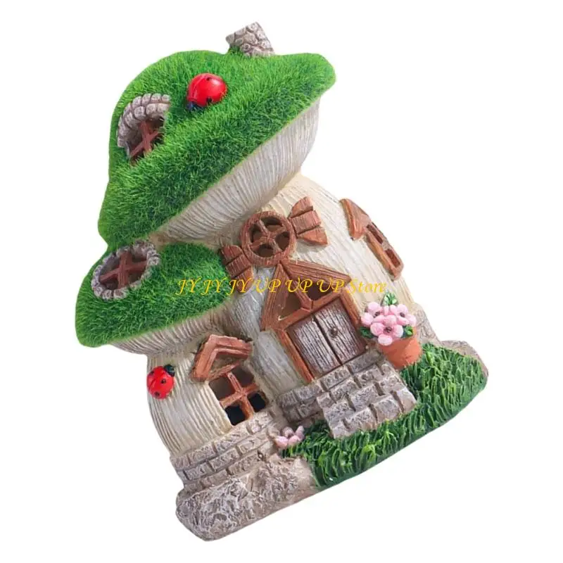 Mushroom House Solar Lighted Garden Ornament Resin For Yard & Patios Balcony Indoor Outdoor Decoration Year Round Charm