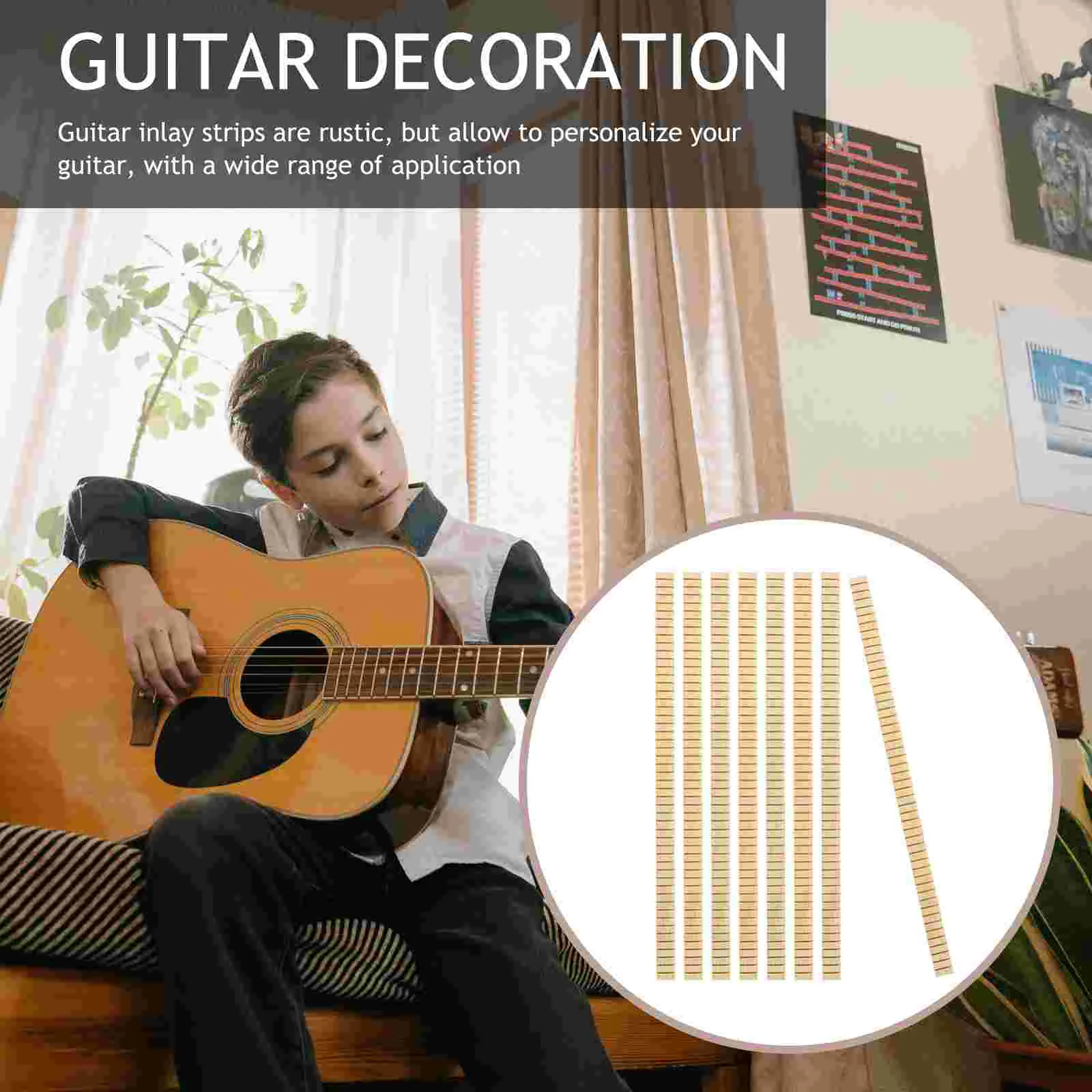 8 Pcs Guitar Inlay Strips Wood Decoration Accessories for Body Binding Purfling Rustic Personalized Lasting