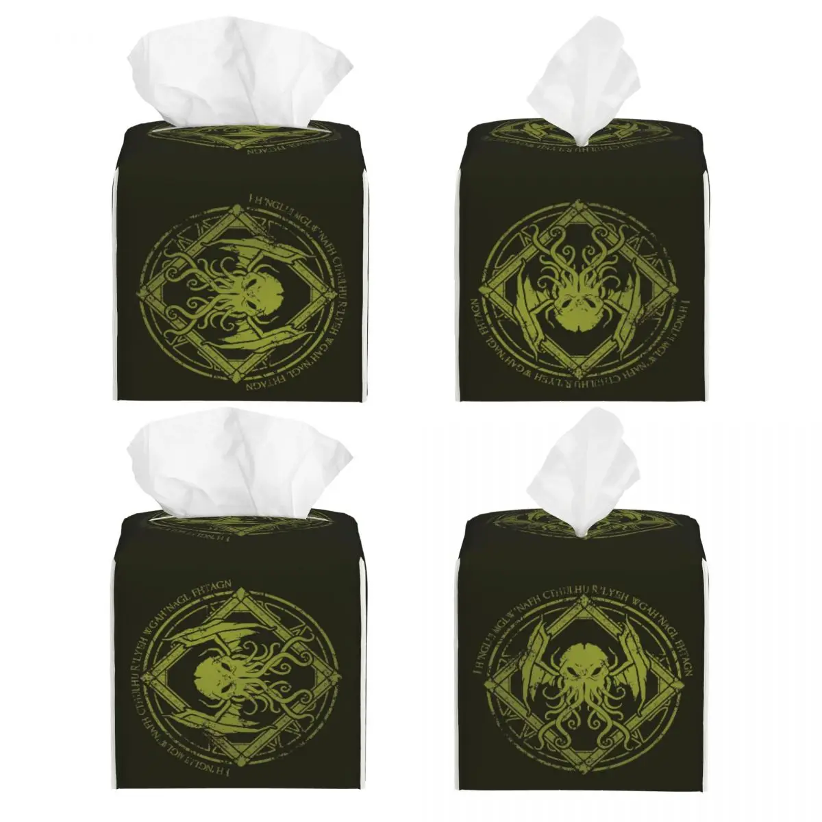 Custom Lovecraft Mythos Monster Cthulhu Tissue Box Cover PU Leather Square Facial Tissue Box Holder for Bathroom Office