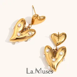 La. Muses Irregular Sized Patchwork Heart-shaped Pearls Stainless Steel Women's Earrings Fashion Daily Women's Jewelry Gifts