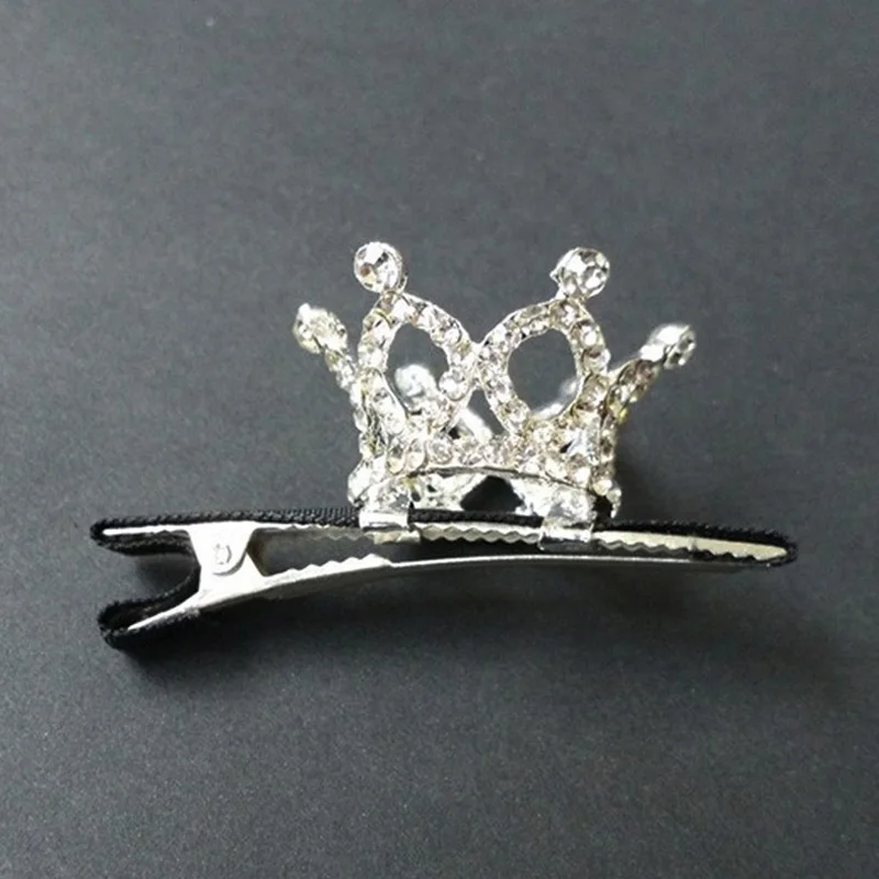 Girls Kids Cute Crystal Princess Party Crown Tiara Hair Pin Clips Silver Plated Women Hair Accessories NEW