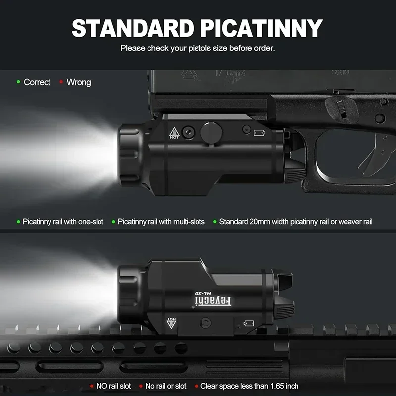 Richfire LED Pistool Wapen Licht 1000 Lumen Compact Rail Gemonteerd Pistool Tactische Zaklamp Rail Lokaliseren Sleutels voor Picatinny