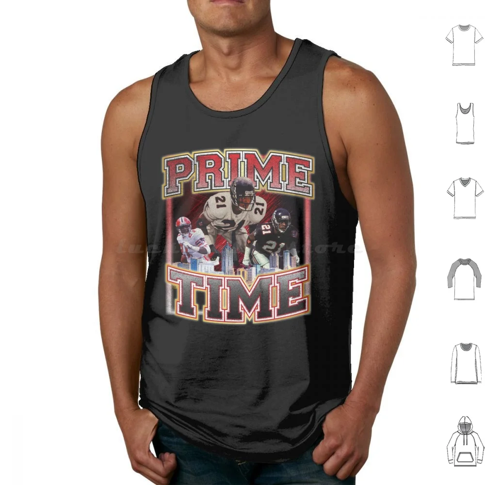 Prime Time Tank Tops Print Cotton Prime Time Neon Deion Atlanta Rise Up Georgia Throwback Retro 90s 80s