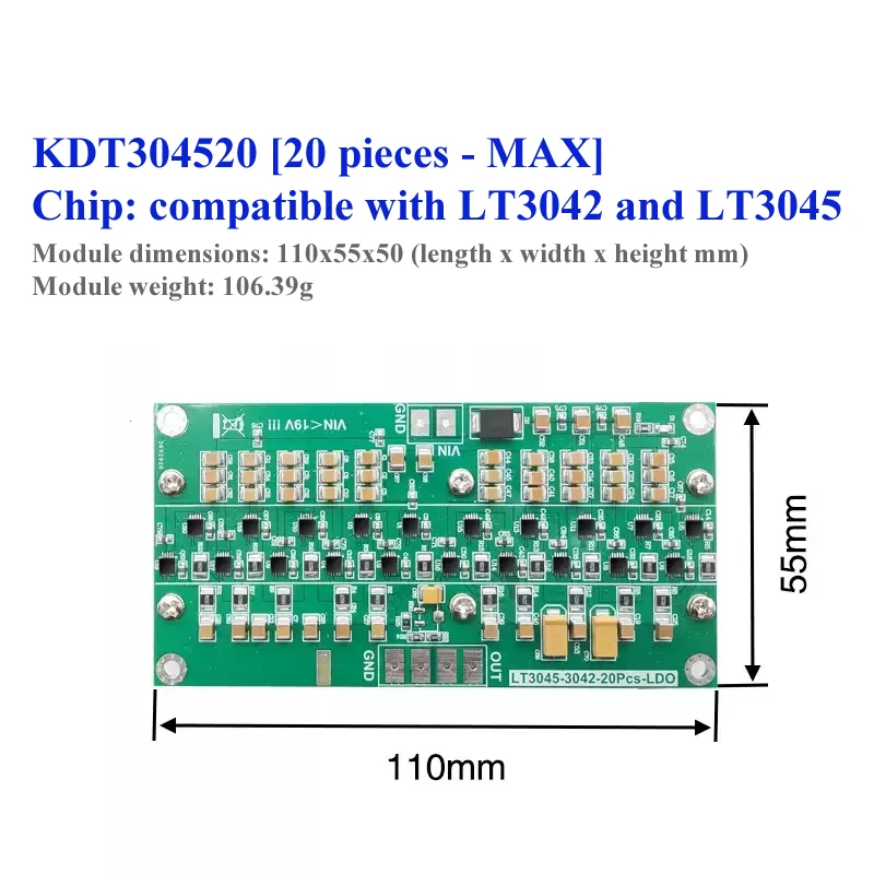 LT3045 power module, precision regulated power supply, 14~ 20 Small  pieces in parallel, 10A residual current