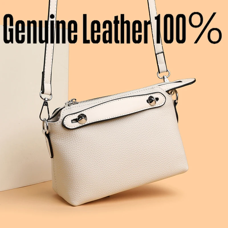 

Fashion Solid Color Genuine Leather Women Shoulder Crossbody Bag Luxury Cow Leather Female Handbags Brand Casual Tote Sac A Main