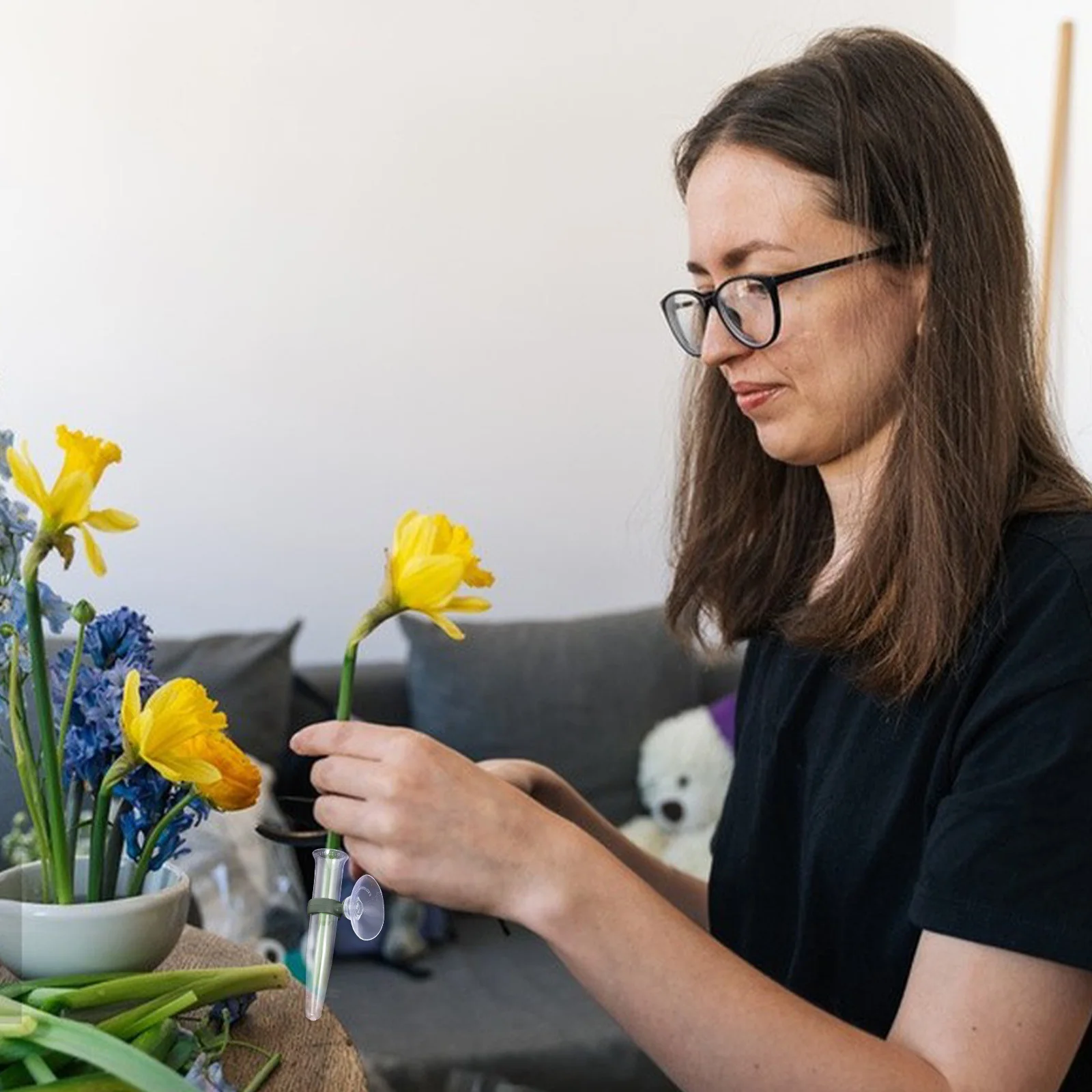 

8 шт., прозрачные пластиковые трубочки для воды с одним стеблем, держатели для цветов на присоске, вазы для свежих цветов, трубки для композиции