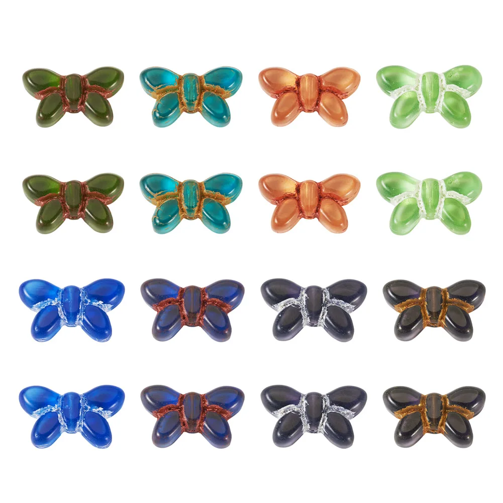 

20Pcs Transparent Lampwork Beads Butterfly Glass Spacer Loose Beads for Jewelry Making DIY Bracelets Necklace Hairpin