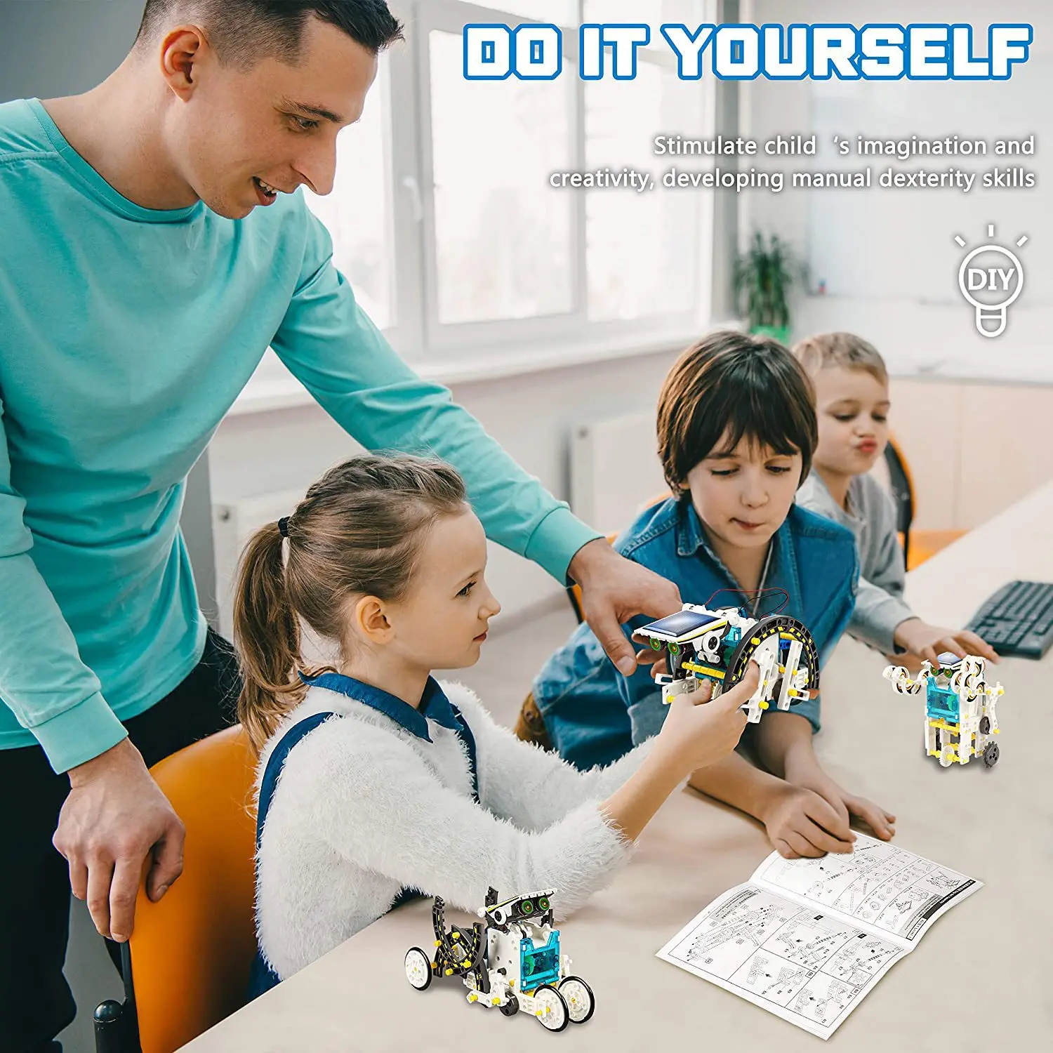 Rompecabezas para niños, montaje artesanal, bloques de construcción 12 en 1, iluminación inteligente, experimento científico, juguetes solares