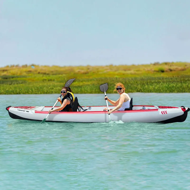 Popular Single Double Seat Inflatable Foldable Sit on Top Fishing Paddle PVC Ocean Kayak Canoe Fishing Kayak Waterplay Crafts202