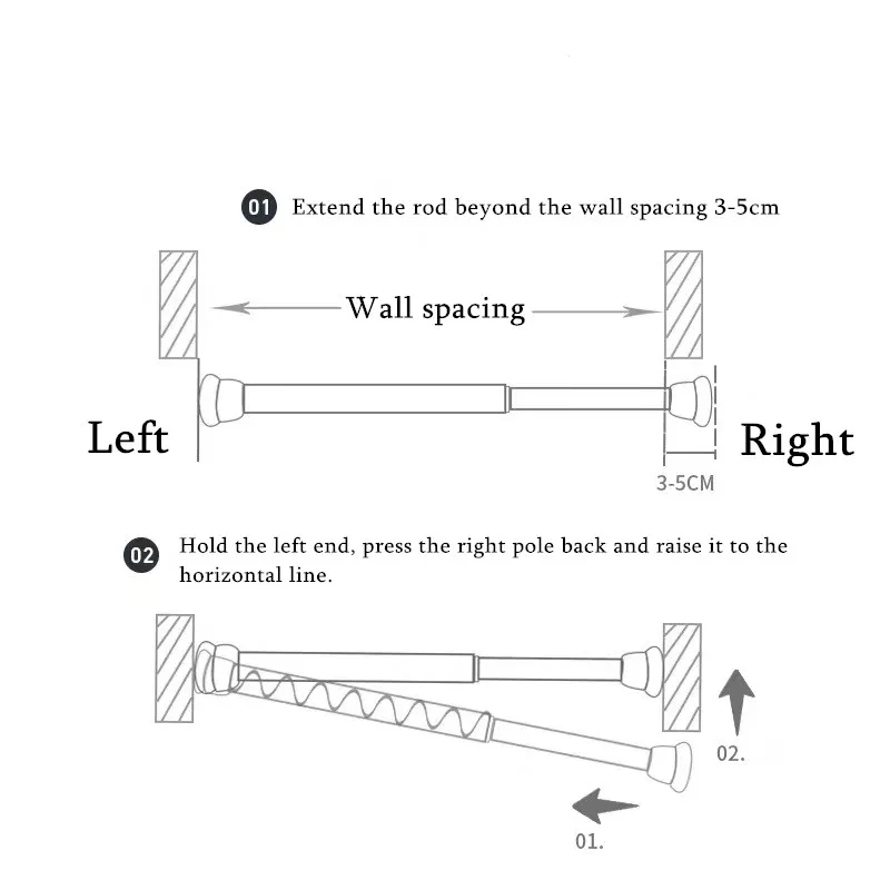 

No Punch Telescopic Curtain Rod Bedroom Bathroom Home Curtain Pole Clothes Pole Thick Adjustable Shrink Hanging Rod Support Pole