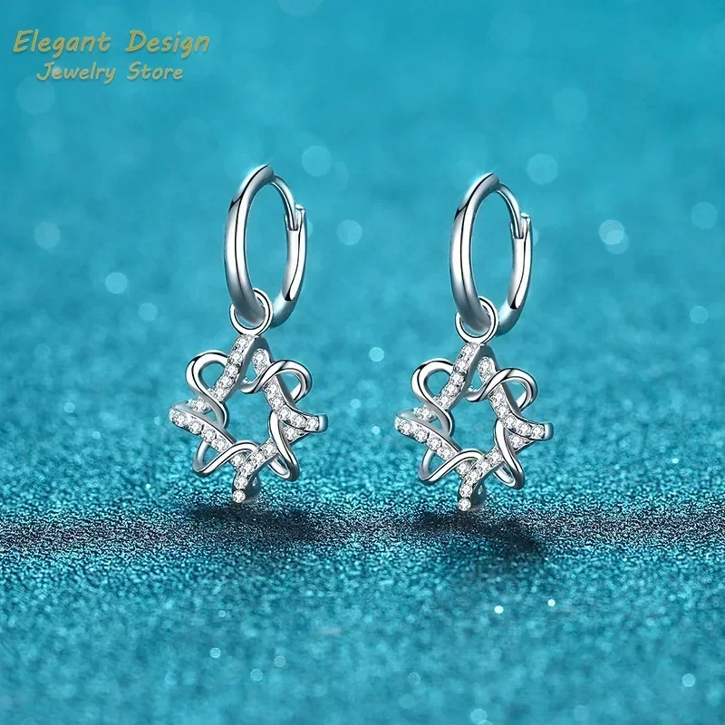 Models Ins Platinum Pt950 Luxury Women's Drop Earrings Polygonal Small 28 Points Moissanite Earrings Fine Jewelry Gifts for Her