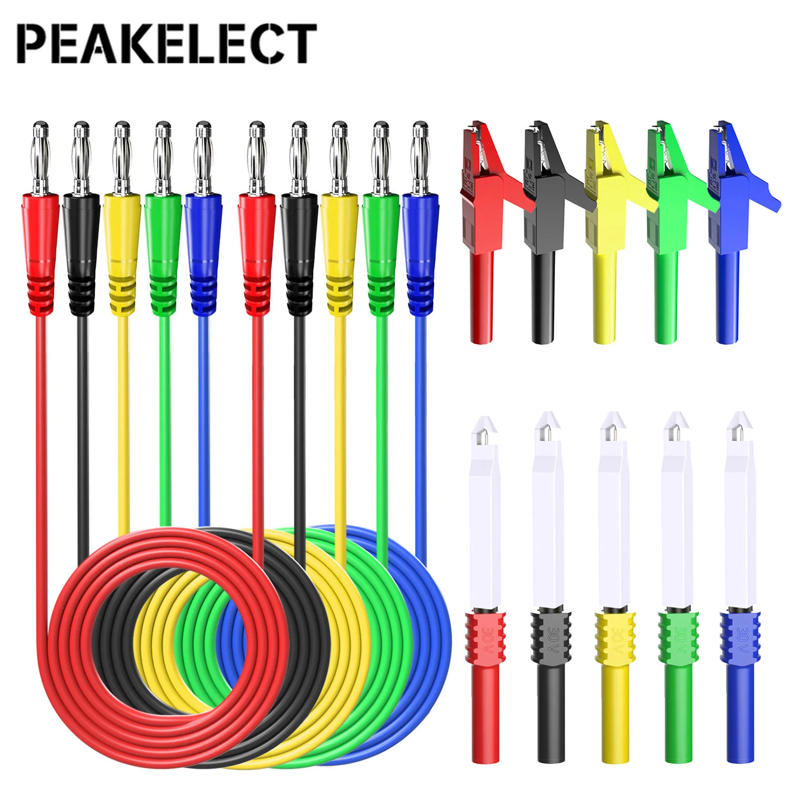 

PEAKELECT P1043B 4mm Banana Plug Multimeter Test Leads Kit with Safety Piercing Needle Test Probes + Alligator Clips for Testing