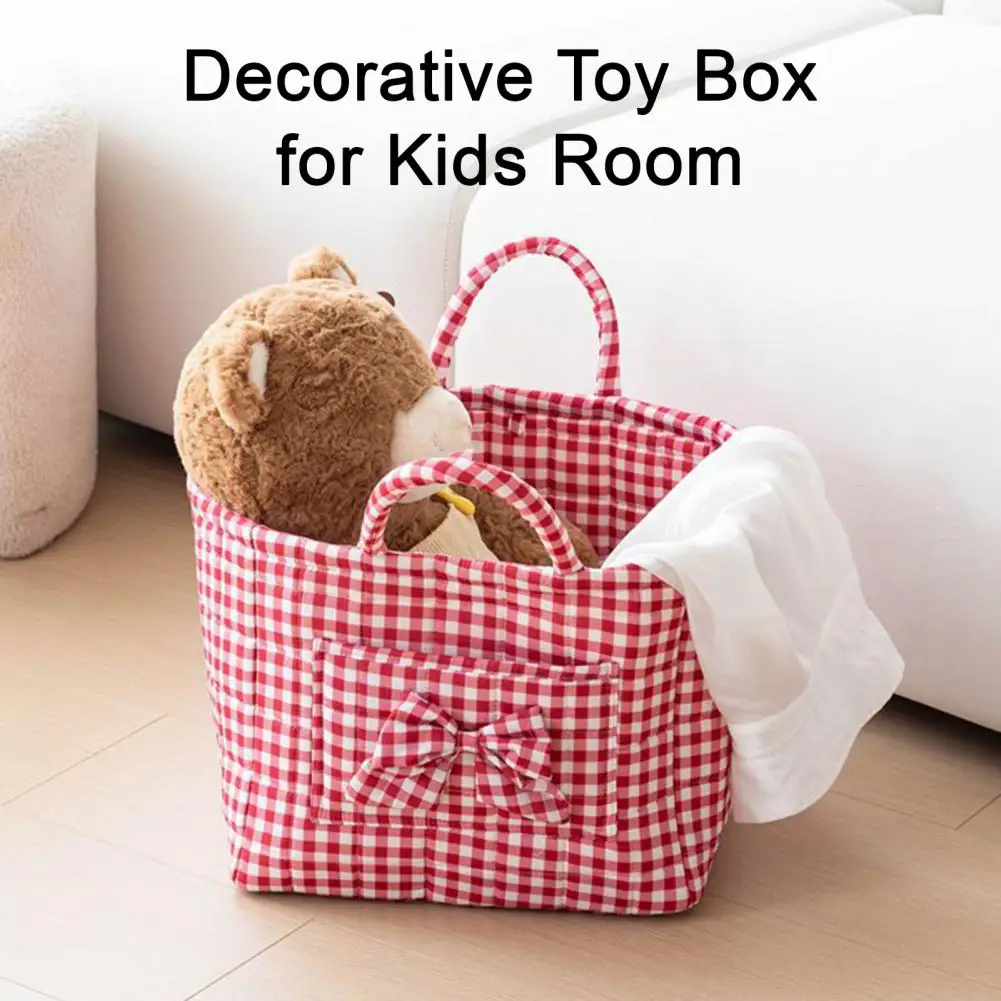 Quilted Storage Basket with Dual Handles,Foldable Cotton Organizer, Multi Functional Storage Bin for Toys Clothes