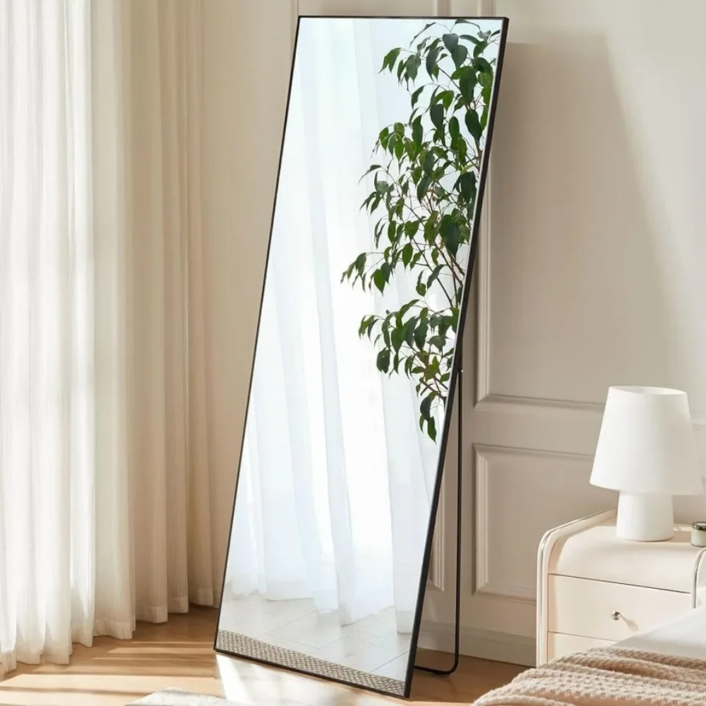 

64"x21" Full Length Floor Full Body Mirror with Stand, Wall Mirror Standing Hanging or Leaning Against Wall, Black