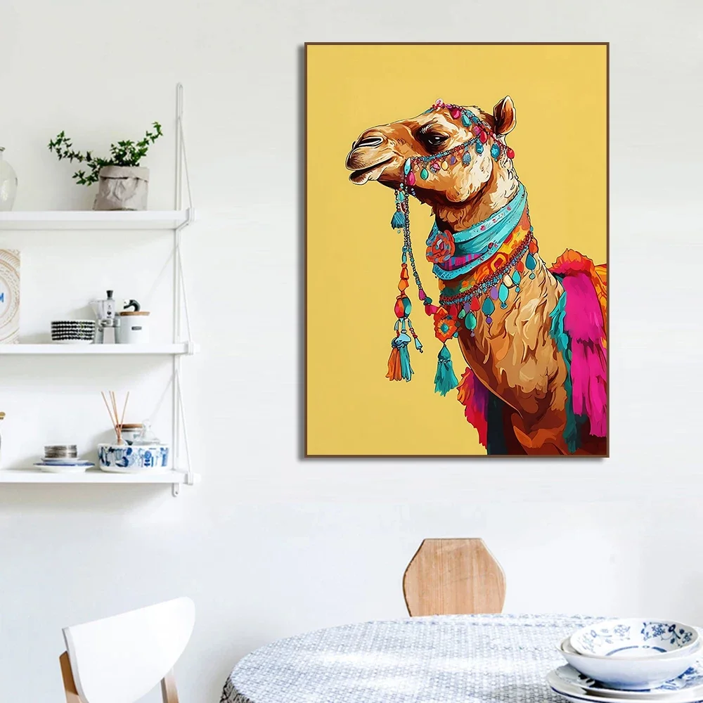 خمر شجرة الحياة الهندية الأزهار الطيور الفيل الجمل الطاووس الحيوان ملصق فني حائط لوح رسم يطبع غرفة ديكور المنزل