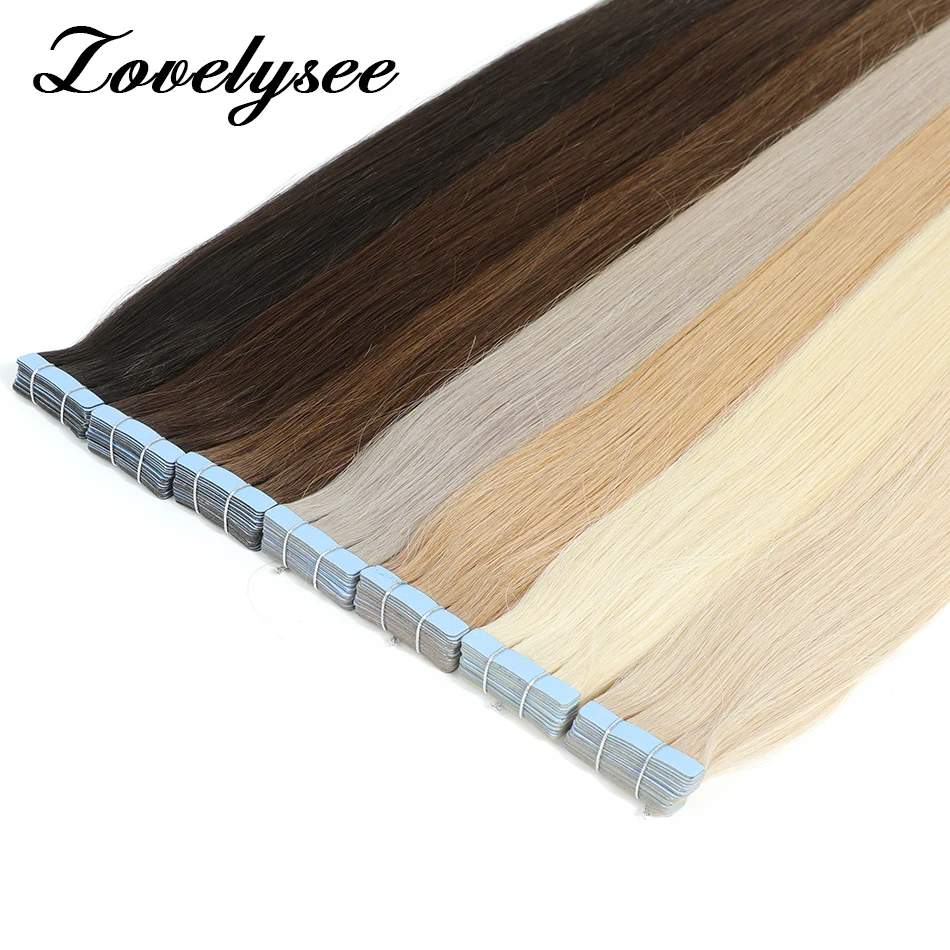 2.5G/Pcs Tape In Hair Extensions Human Hair Double Weft Straight 100% Remy Hair Tape In Russian Human Hair Extensions For Women