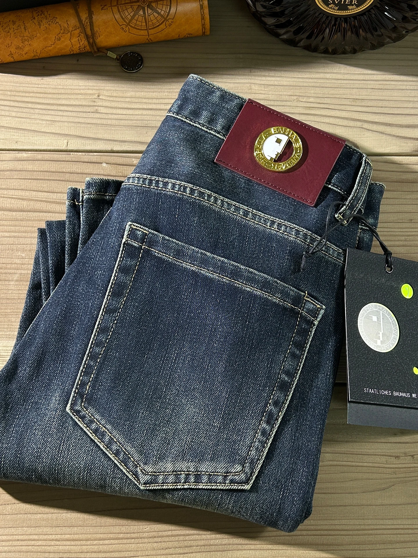 

Hong Kong High-End Men's Jeans Summer New Straight Leg Slim Fit Comfortable Long Pants Elastic Deep Blue Casual Cotton Polyes...