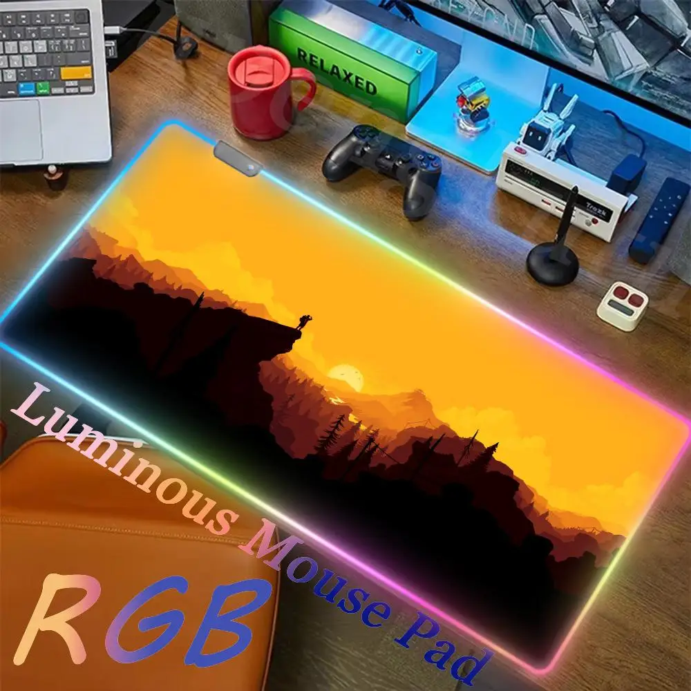 Imagem -02 - Grande Computador Gaming Mouse Pad Led Mousepad Deep Forest Firever Gamer Grande Anime Backlight Tapete de Mesa Teclado Rgb 1000x500