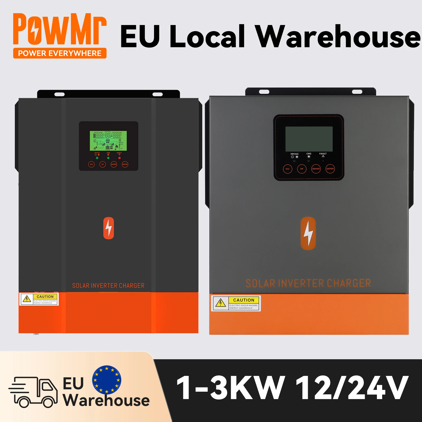 

PowMr EU Warehouse Hybrid Solar Inverter MPPT 3KW 24V 1.6KW 12V Off Grid Pure Sine Wave Inverter 220V 230V 80A