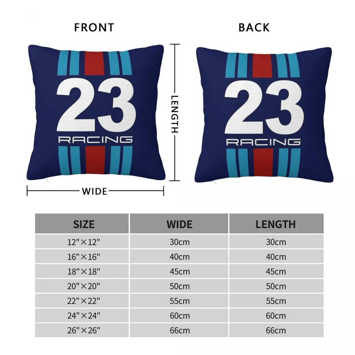 Racing Colours No. 23 Pillowcase Polyester Linen Velvet Printed Zip Decorative Room Cushion Cover