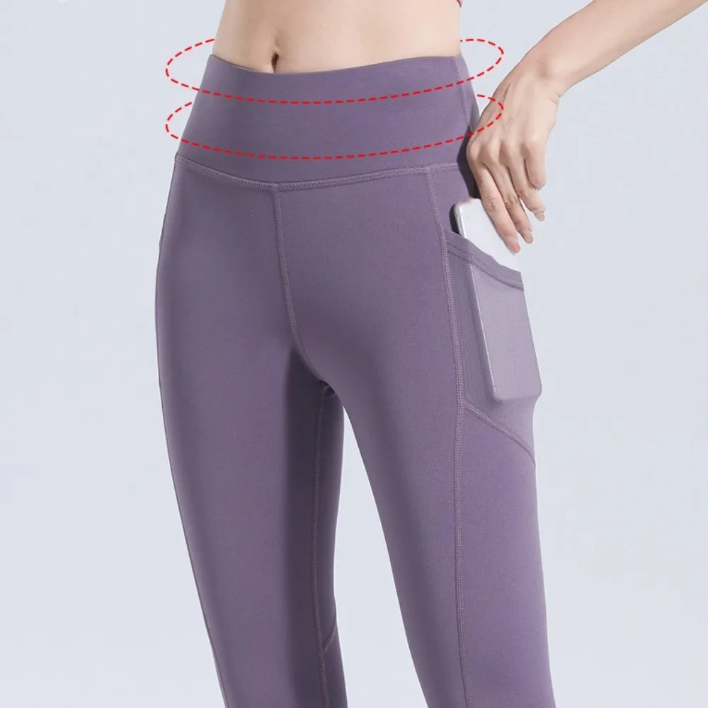 

Женские укороченные брюки для йоги длиной до икры, спортивная одежда, сетчатые брюки для фитнеса с карманами, быстросохнущие спортивные леггинсы с высокой талией для бега