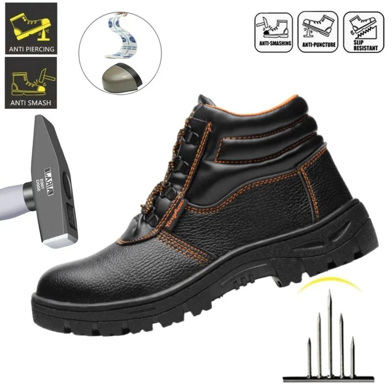 

Indestructible Anti-smash Safety Shoes Men Steel Toe Shoes Puncture-proof Sneakers Shoes Non Slip Work Shoes New Work Boots