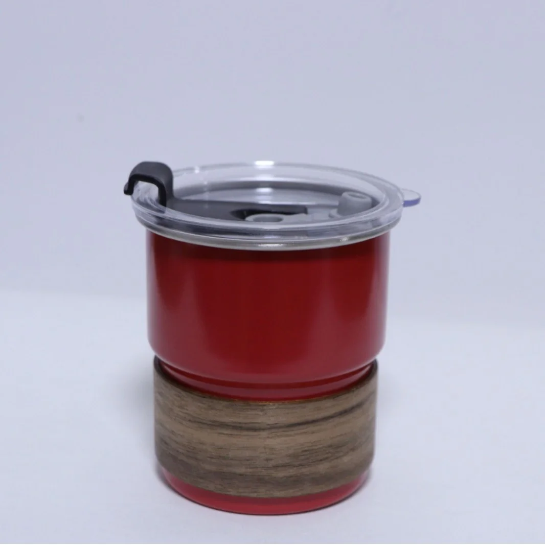 Custom Saudi Arabia Flag Logo Stainless Steel Cup Portable Beer Mug with Lid Wood 300ml Outdoor Camping Coffee Mug