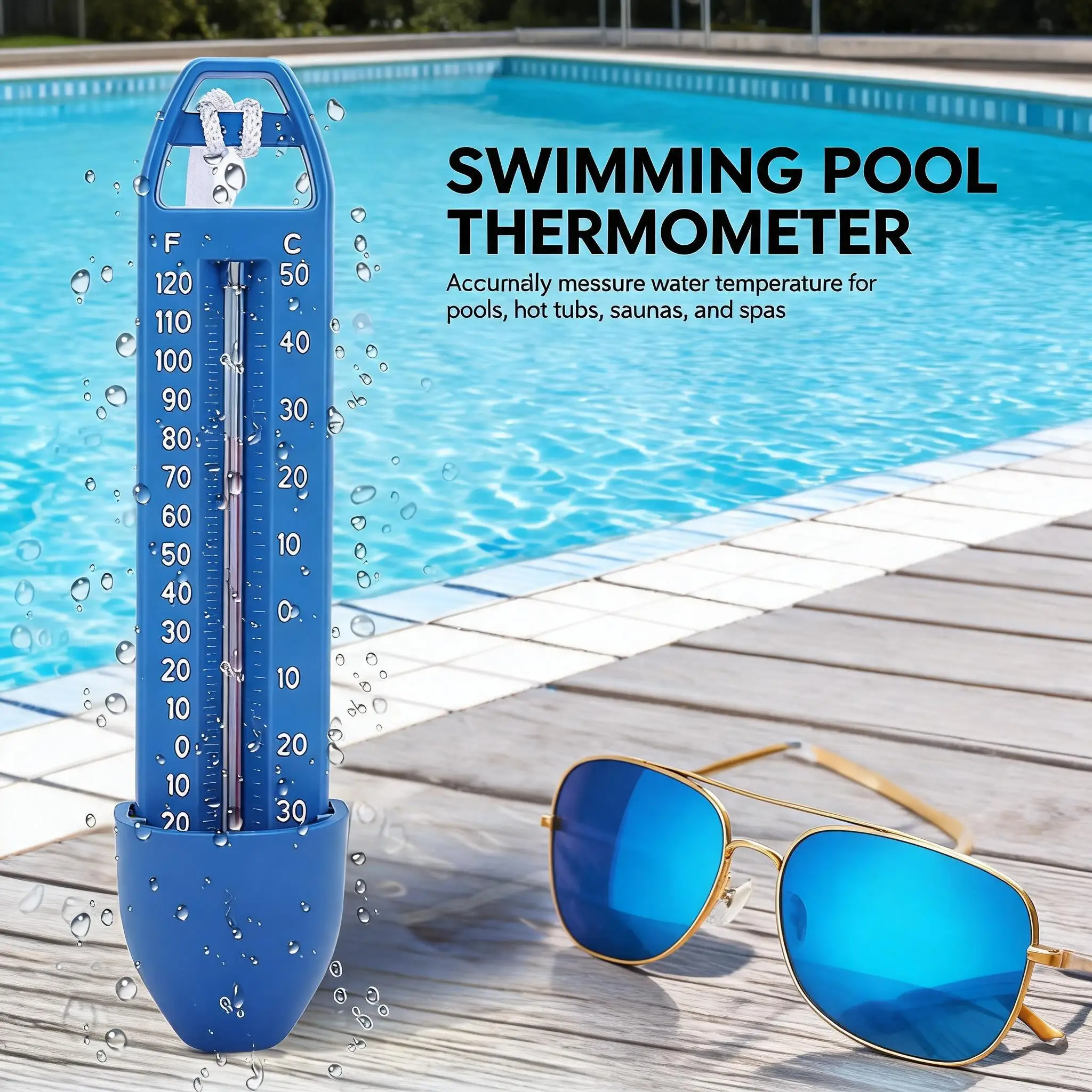 2pcs Swimming Pool Floating Thermometer Bathtub SPA Hot Tub Pool Water Temperature Waterproof Measuring Meter Temperature Tester