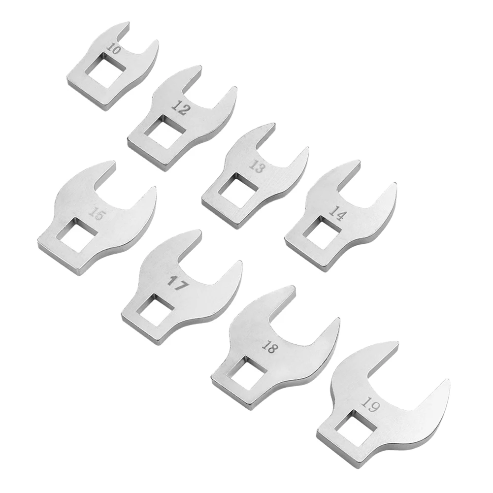 8Pcs 3/8In Drive Crowfoot Wrench Metric Foot Open End Spanner Metric Ratchet Wrench Metric Nut Adjustable Wrench Hand Tools 
