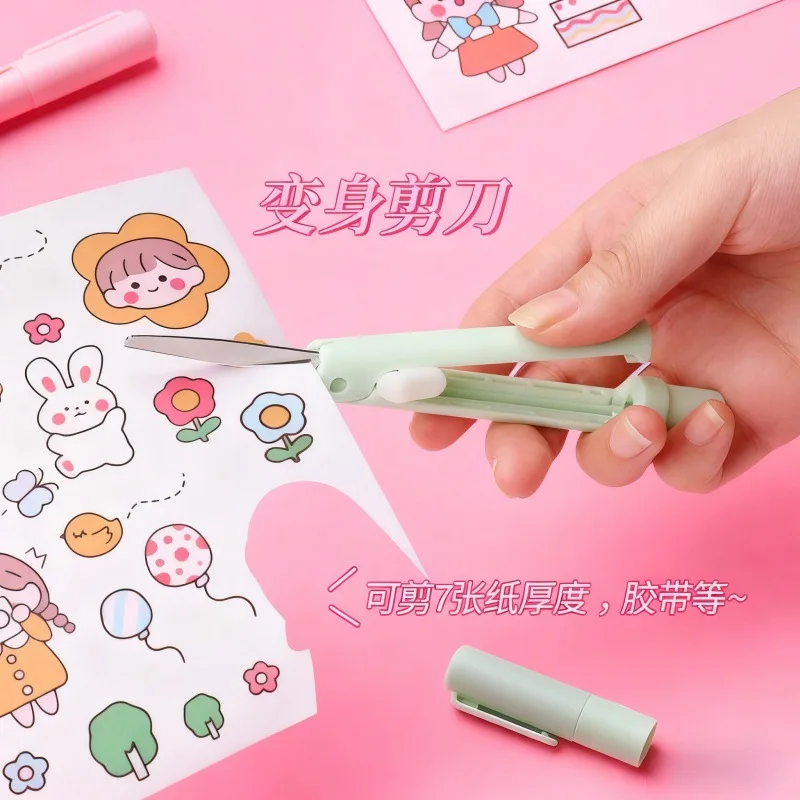 창의적인 펜 스타일 가위 듀얼 헤드 스크랩북 커팅 조각 칼 2 in 1 포켓 펜 조각 예술 도구