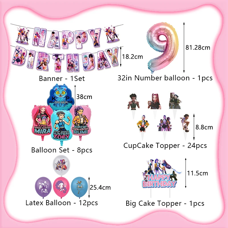 K-Pop Geburtstagsparty-Dekorationsset, neues Set für Eventbedarf, Latexballons, Folienballons, Hintergrund, Teller, Becher, Banner
