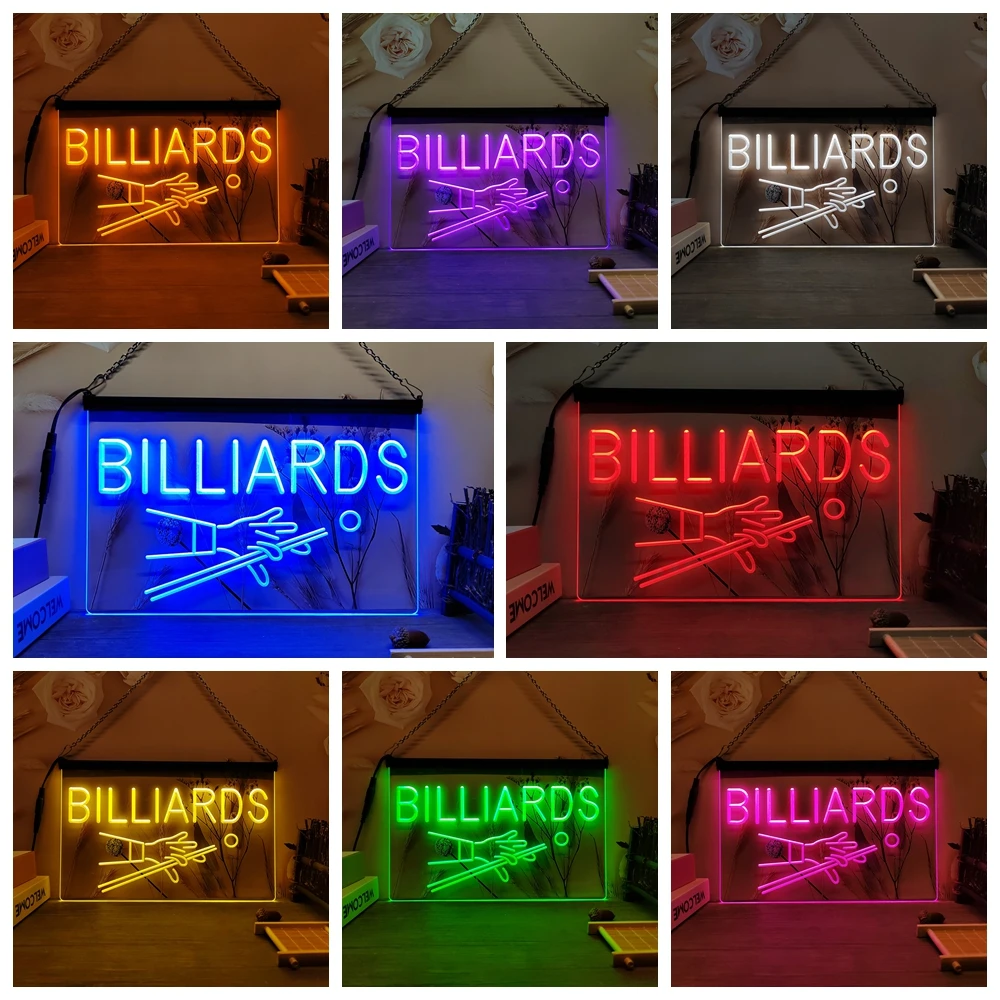 Billiards Pool Room Table Bar Pub LED Neon Sign-3D Carving Wall Art for Home,Room,Bedroom,Office,Farmhouse Decor