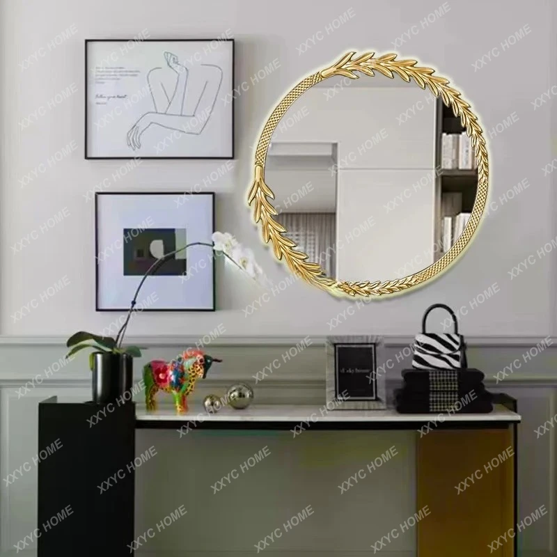 Light Luxury Style Creative Round Decorative Mirror LED Smart Bathroom Mirror Wall Hanging