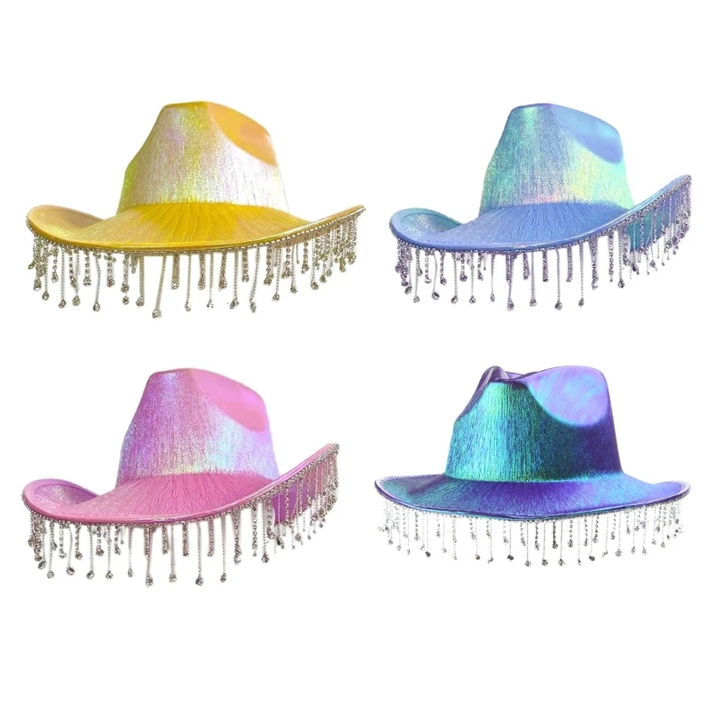 Bride Cowboy Hat Tassel Cowgirl Hat Bachelorette Party Hat Rhinestones Tassel Cowboy Hat Bridal Party Bride Cowgirl Hat