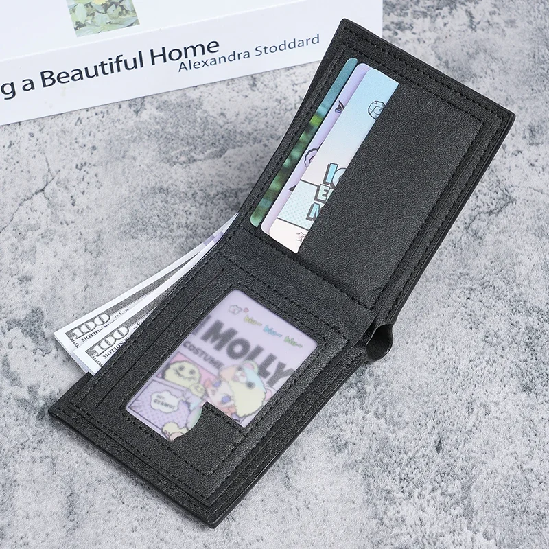 Nuevas carteras para hombre, billetera corta para hombre, billetera suave horizontal a cuadros a la moda juvenil, billetera multitarjeta de gran capacidad.