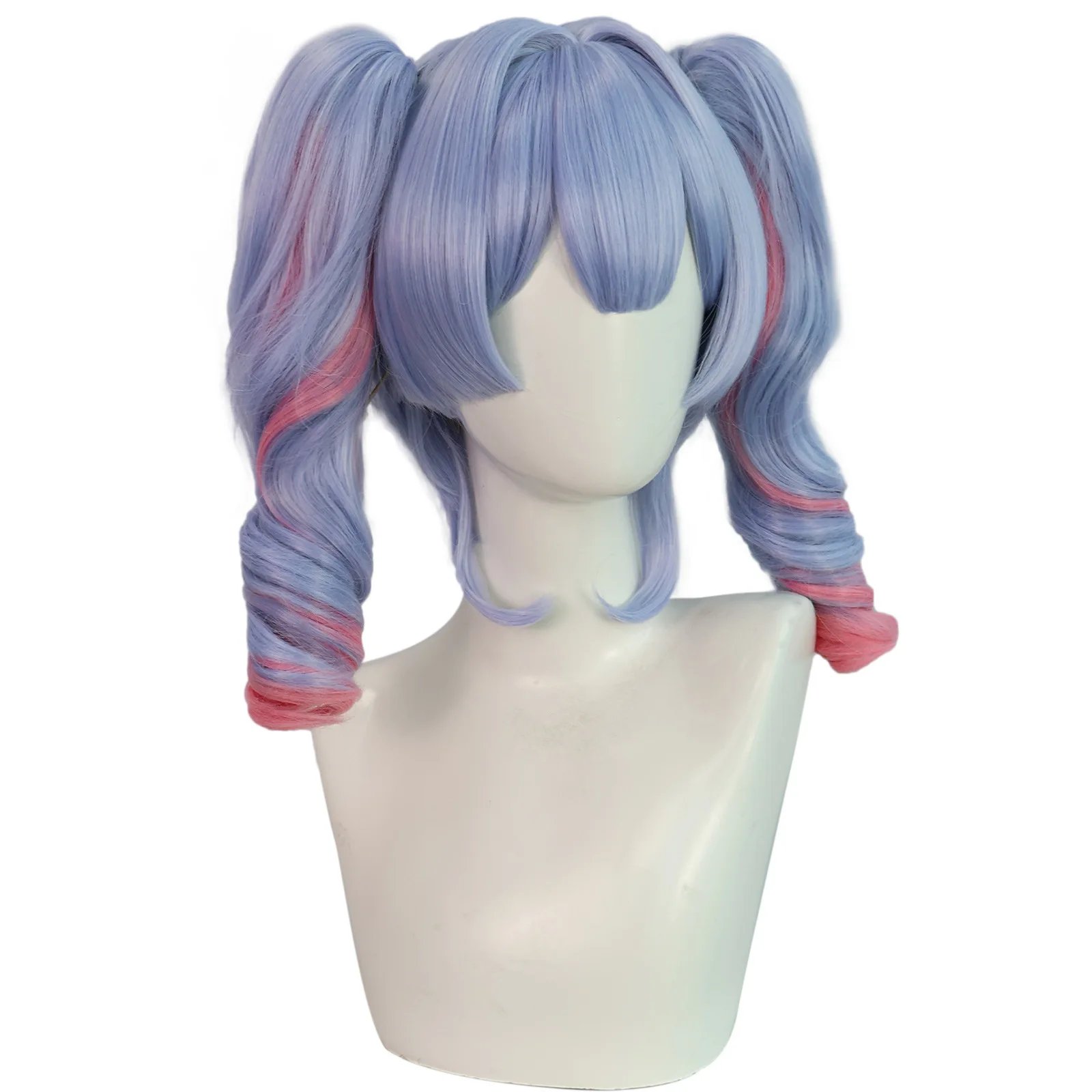 blue-and-pink-gradient-short-ponytail-synthetic-wig-rabbit-hole-tiger-clip-double-ponytail-spiral-roll-wig-cosplay-wig