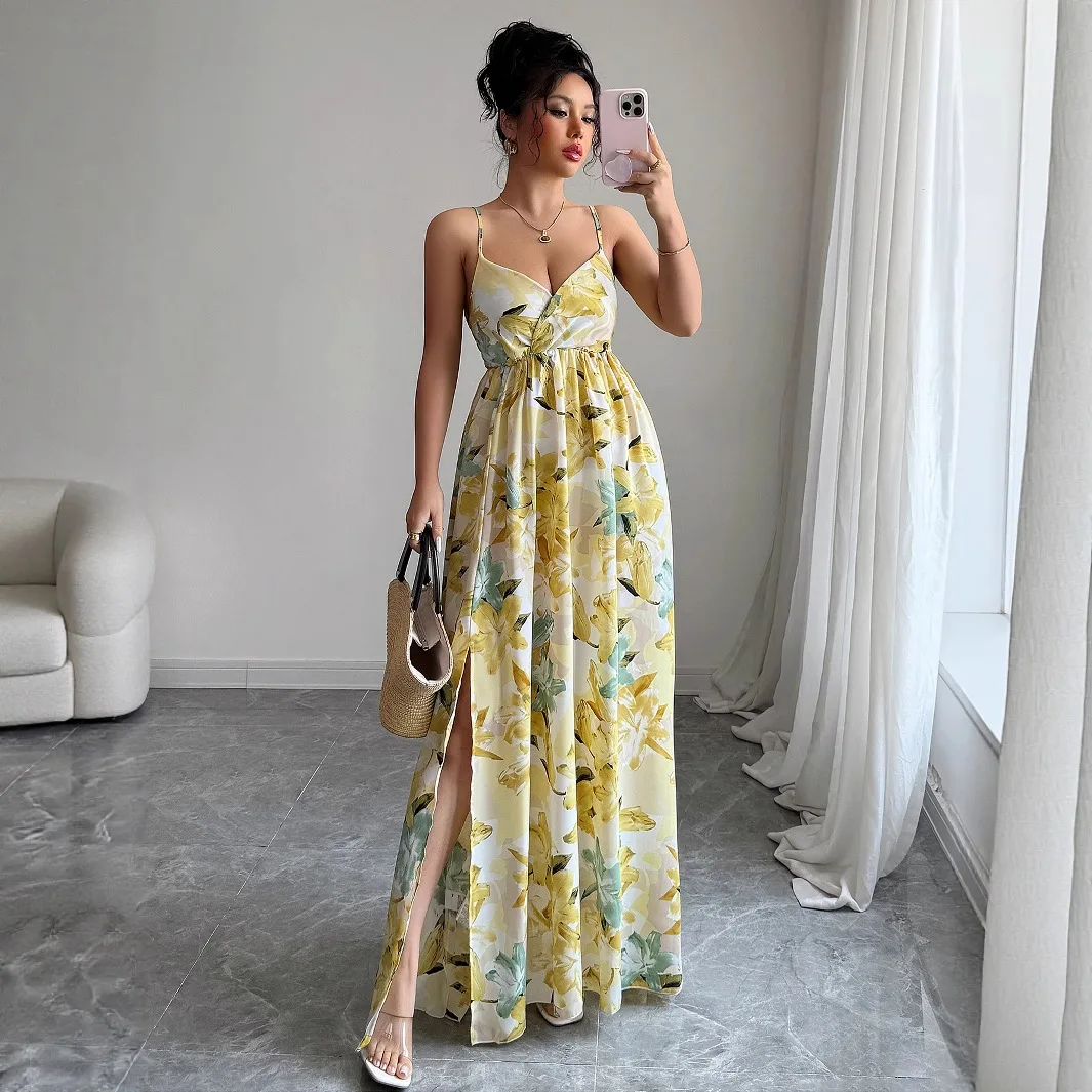 

2025 Dress Women Elegant Fashion Beautiful Women's Dresses Party Night Dresses Evening Woman Dress Suspender Print Maxi Dress