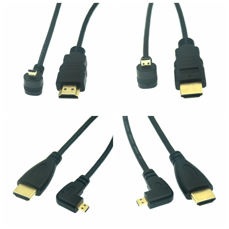 90 Degree Micro HDMI To HDMI-compatible UP/Left/Right Angle Micro HDMI Cable For Digital Camera Sony A6400 GH4 Tablet 50cm/150cm