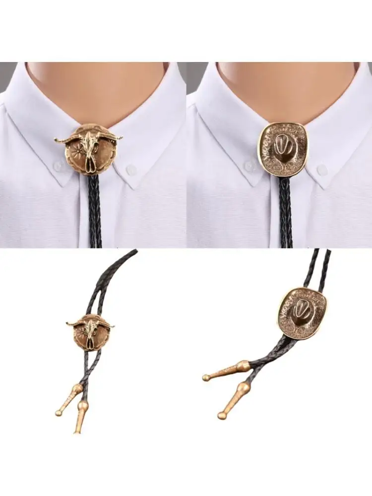 

652F персонализированная гравировка кулон Боло галстук-воротник цепочка с подвеской в ​​виде головы быка модные украшения на шею