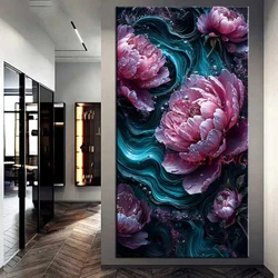 5D Diamond Painting Beautiful Abstract Peony Flowers Picture Full Drills Diamond Rhinestone Mosaic Image Embroidery