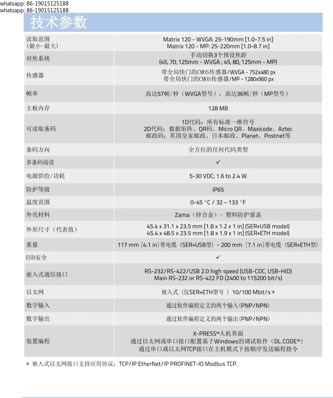 Industrial Code Reader Scanner Matrix 120 210-010 Factory Direct