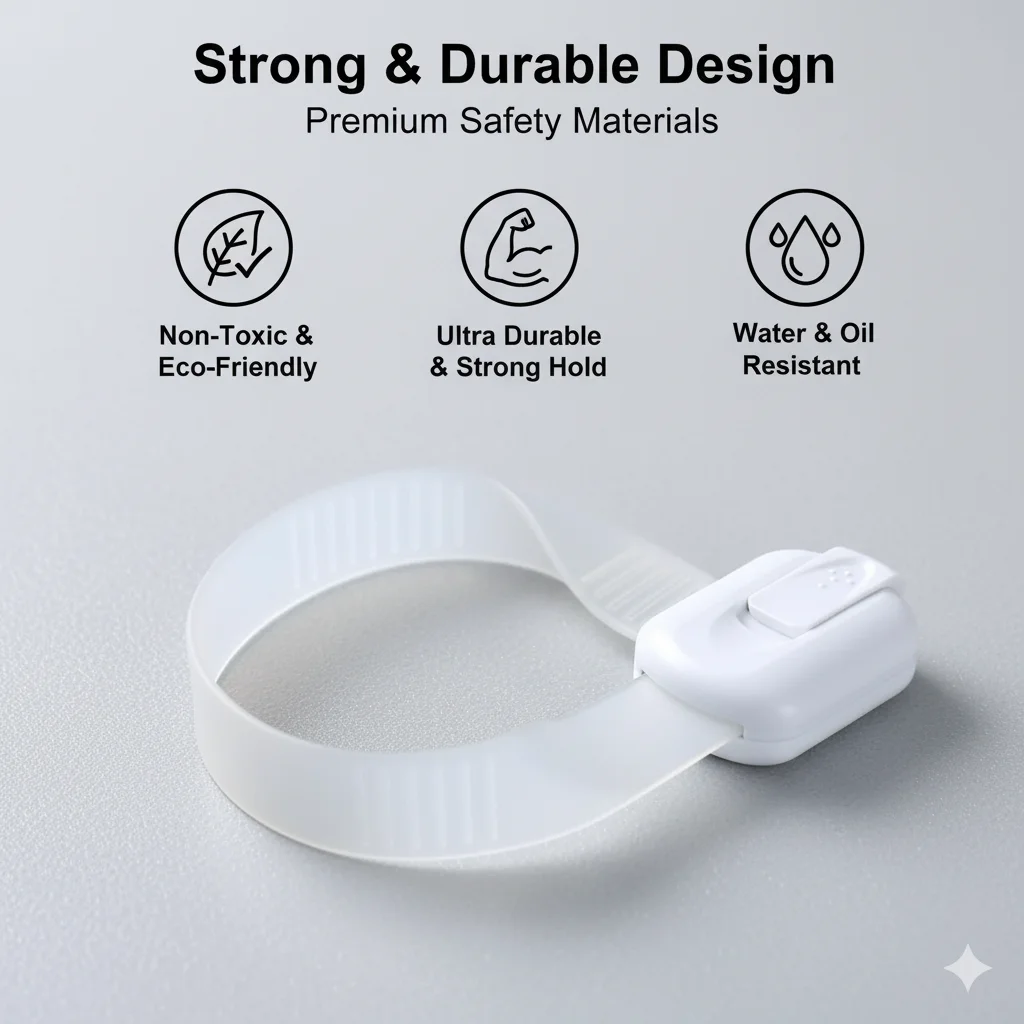 Baby Safety Lock Straps Adhesive Cabinet And Drawer Latches For Childproofing, Secure Locks For Home Safety
