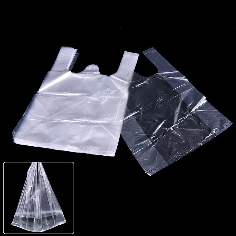 52pcs 20*30cm Plastic T-Shirt Retail Shopping Supermarket Bags Handles Packaging Disposable Breakfast Fruit Food Packaging Bag