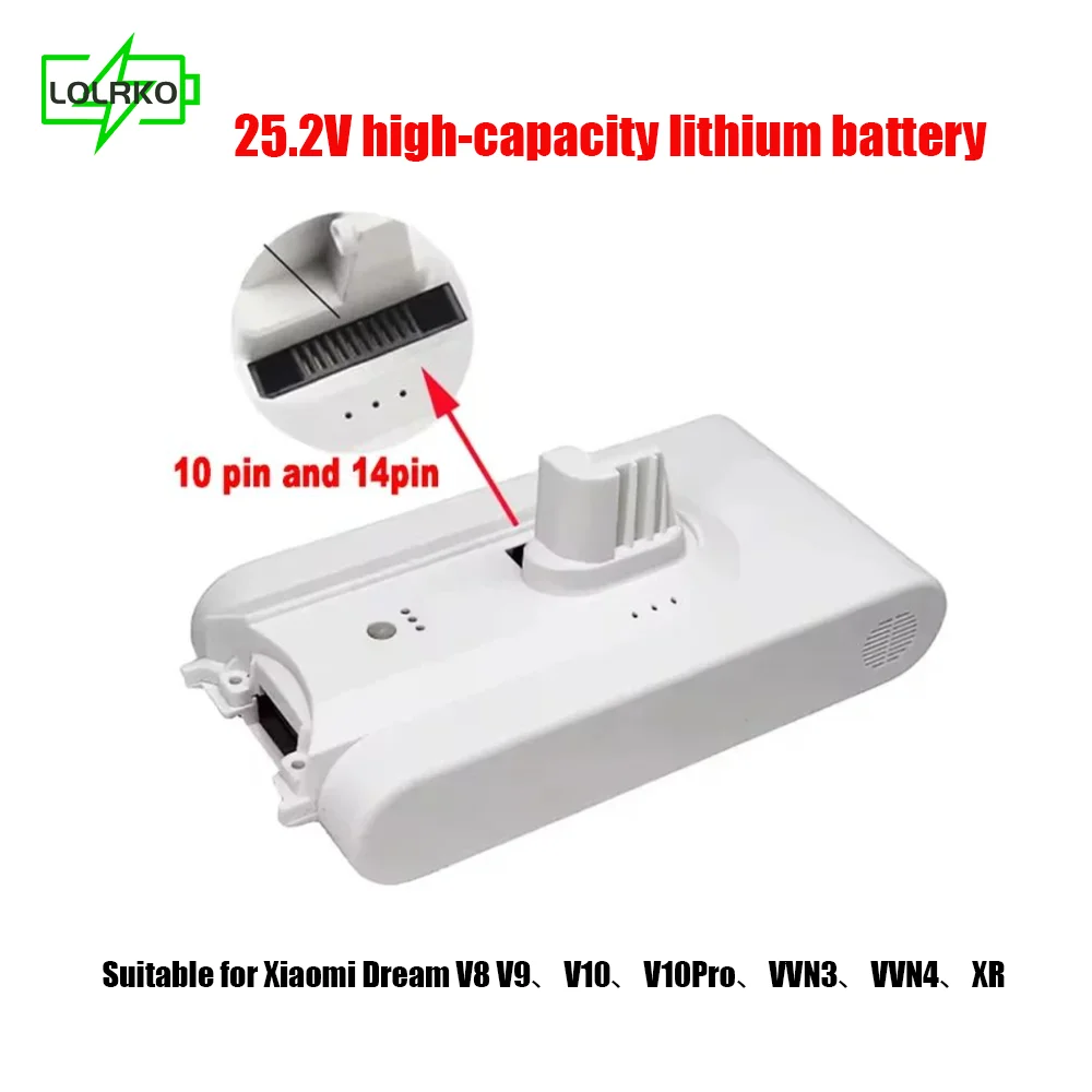 

25.2V 5000mAhReplacement Vacuum Cleaner -Spare Battery for Xiaomi Dreame V8,V9,V10,V10Pro,VVN3,VVN4,XR Lithium Ion Battery