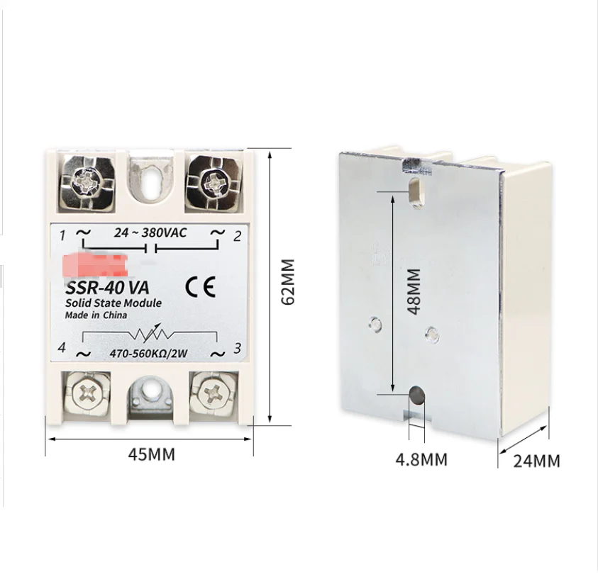 Solid State Relay SSR-10VA SSR-25VA SSR-40VA SSR-60VA SSR-80VA SSR-80VA Relais Regulator 24-380VAC Output