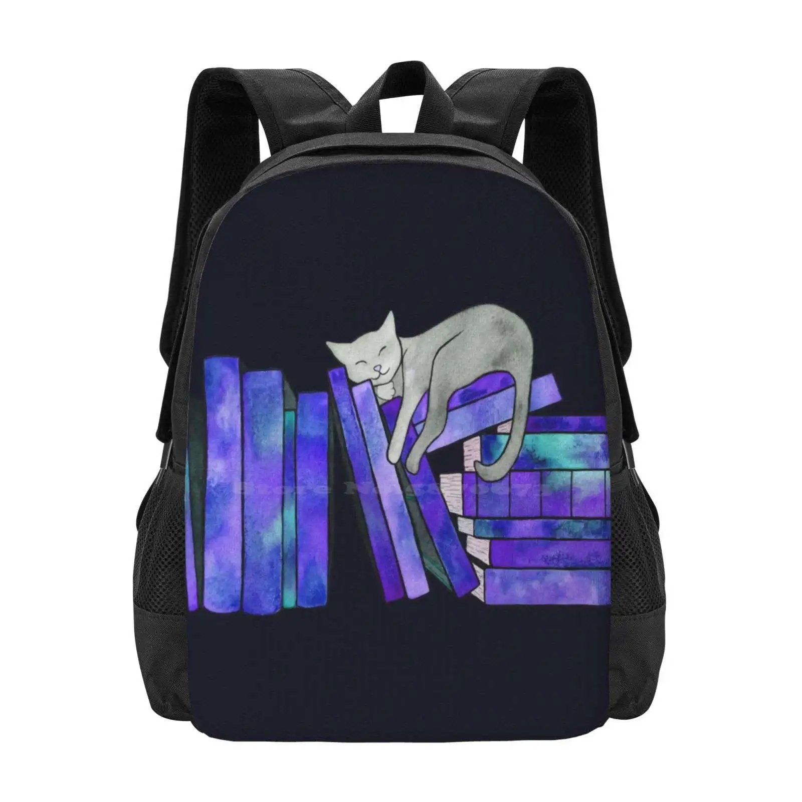 Literary Naps Backpack For Student School Laptop Travel Bag Cats Napping Sleeping Bookworm Book Lover Fangirl Fandom Reader