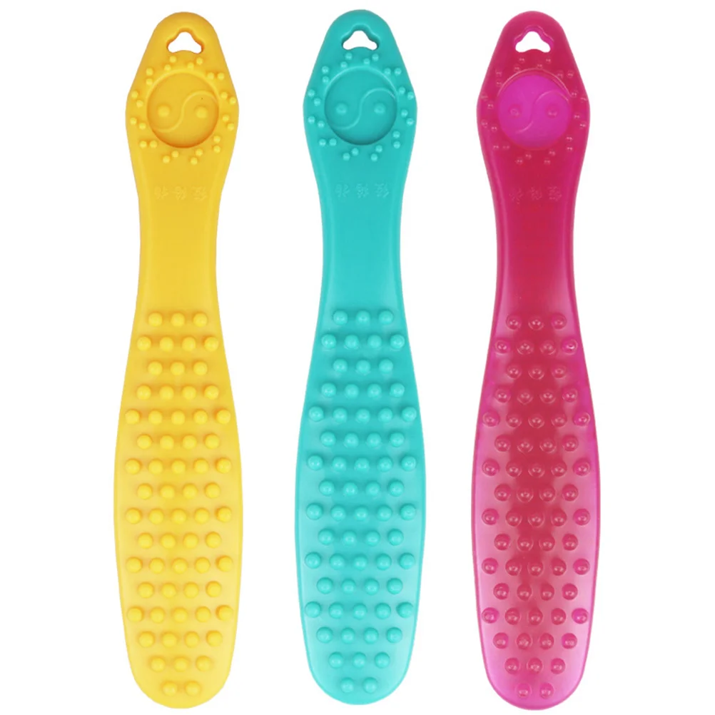 

Portable Silicone Massage Stick Yellow Salient Surface Acoustic Massager Fatigue Relief Hip Leg Neck Back Therapy Meridian