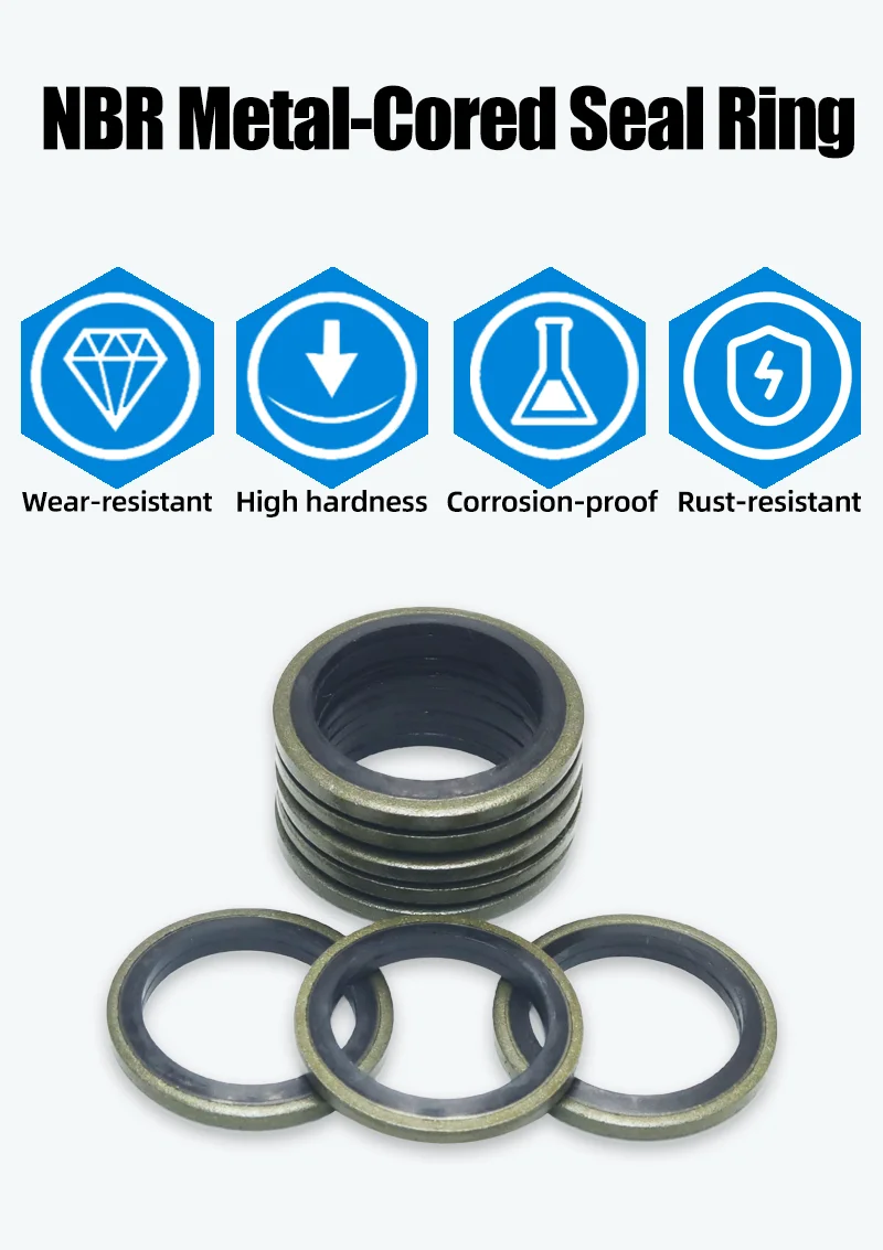 Dichtungsscheibe M5 M6 M8 M10 M12 M14 M16 bis M24 Hochdruck-Hydraulikrohr-Dichtungspad Gummi Metallscheibe NBR Metalldichtung Dichtung Oring – Detail 1