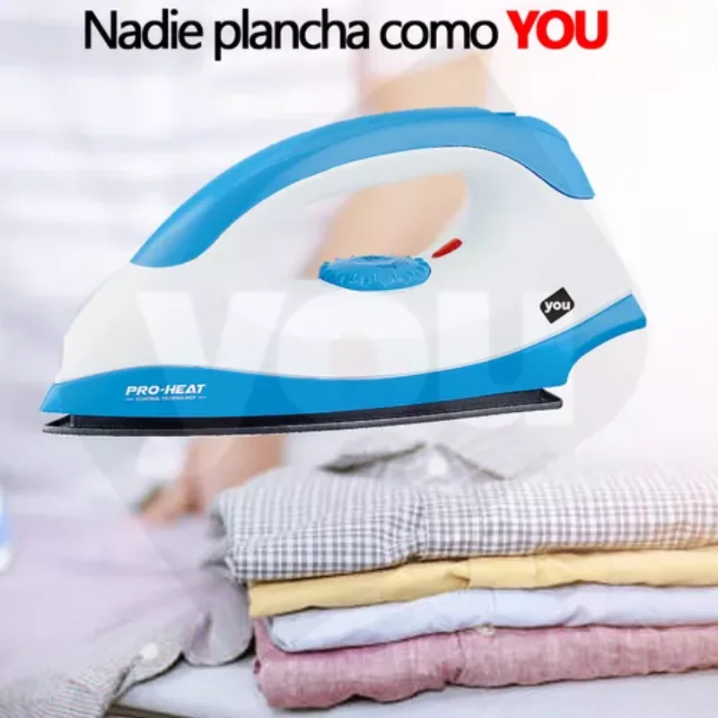 Portable non stick flat dry clothes iron  white with blue household iron